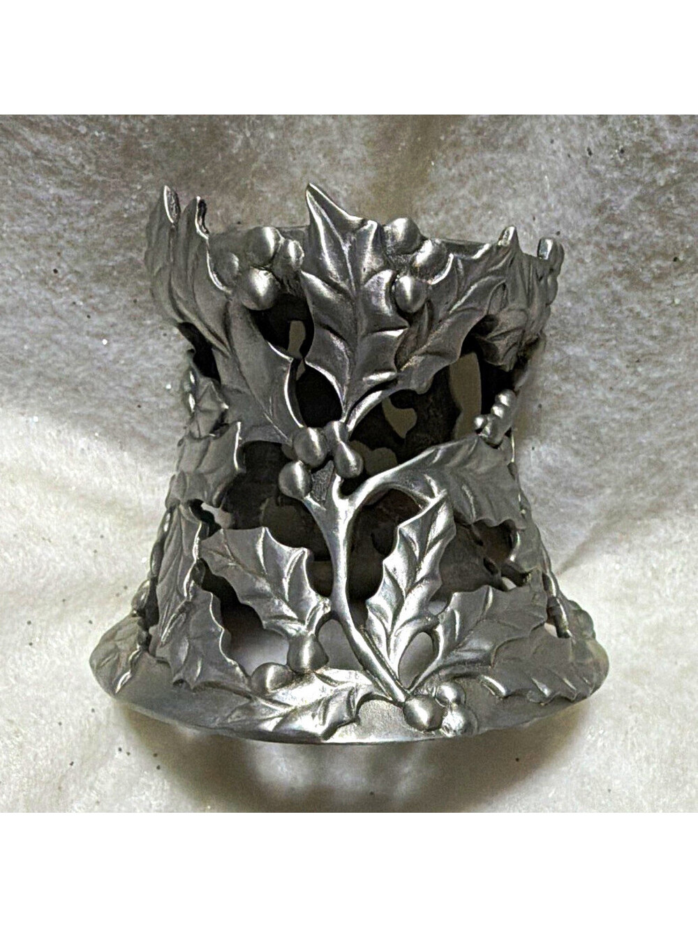 Seagull Pewter Finish Silver Metal Holly Leaf Votive Candle Holder, Small